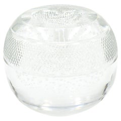 Large Controlled Bubble Glass Match Striker Holder by Thomas Webb Crystal 
