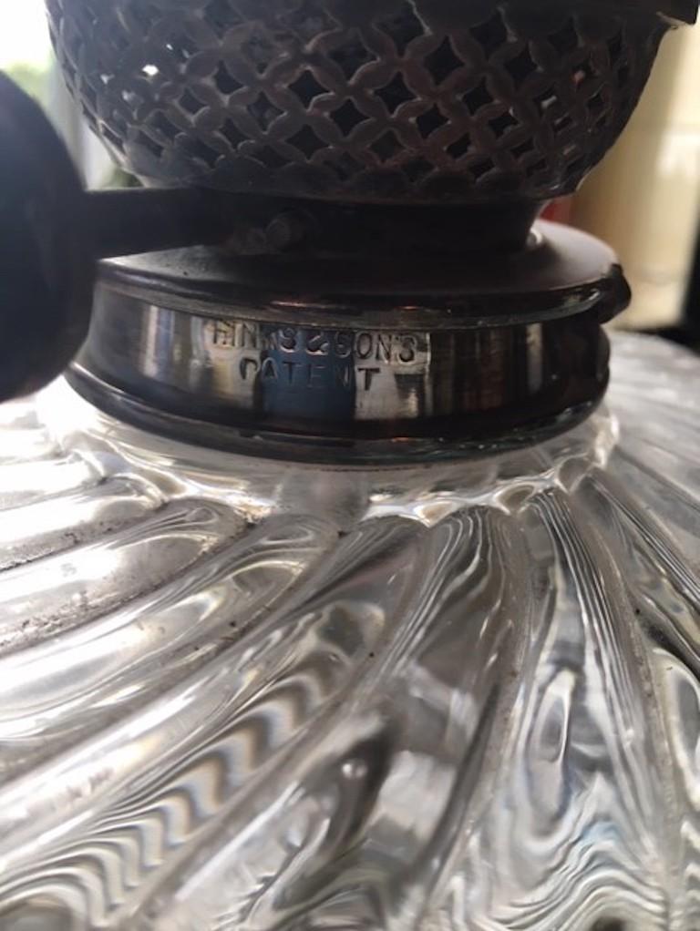 Plated Large, Converted English Oil Lamp For Sale