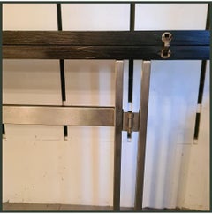 Large Convertible Brushed Steel and Ebonized Wood Console Table by Artelano