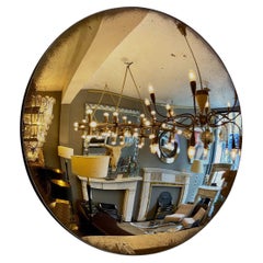 Large Convex Bronze Colored Distressed Mirror