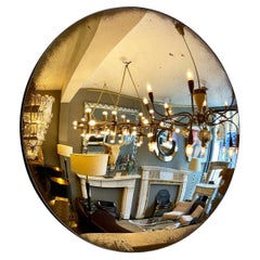 Large Convex Bronze Coloured Distressed Mirror
