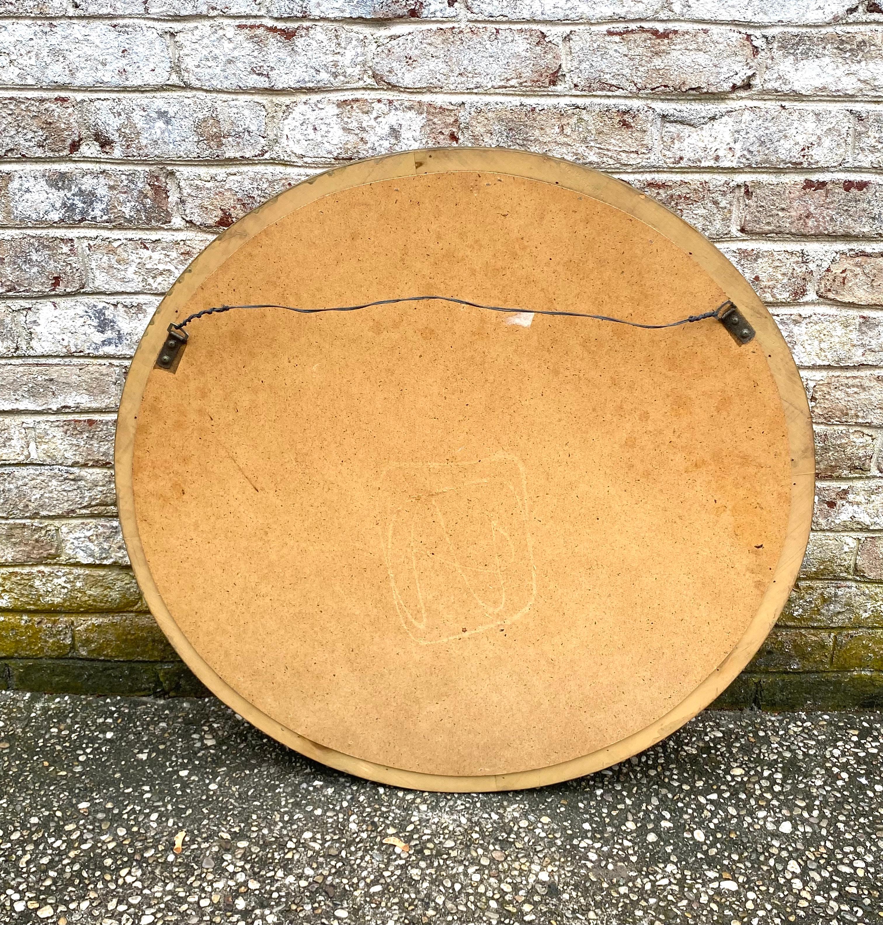 Large Convex Gold Round Mirror For Sale 3