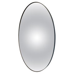 Large Convex Oval Silver Distressed Mirror