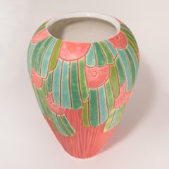 Large "Copan" Hand Carved Porcelain Art Pottery Vase