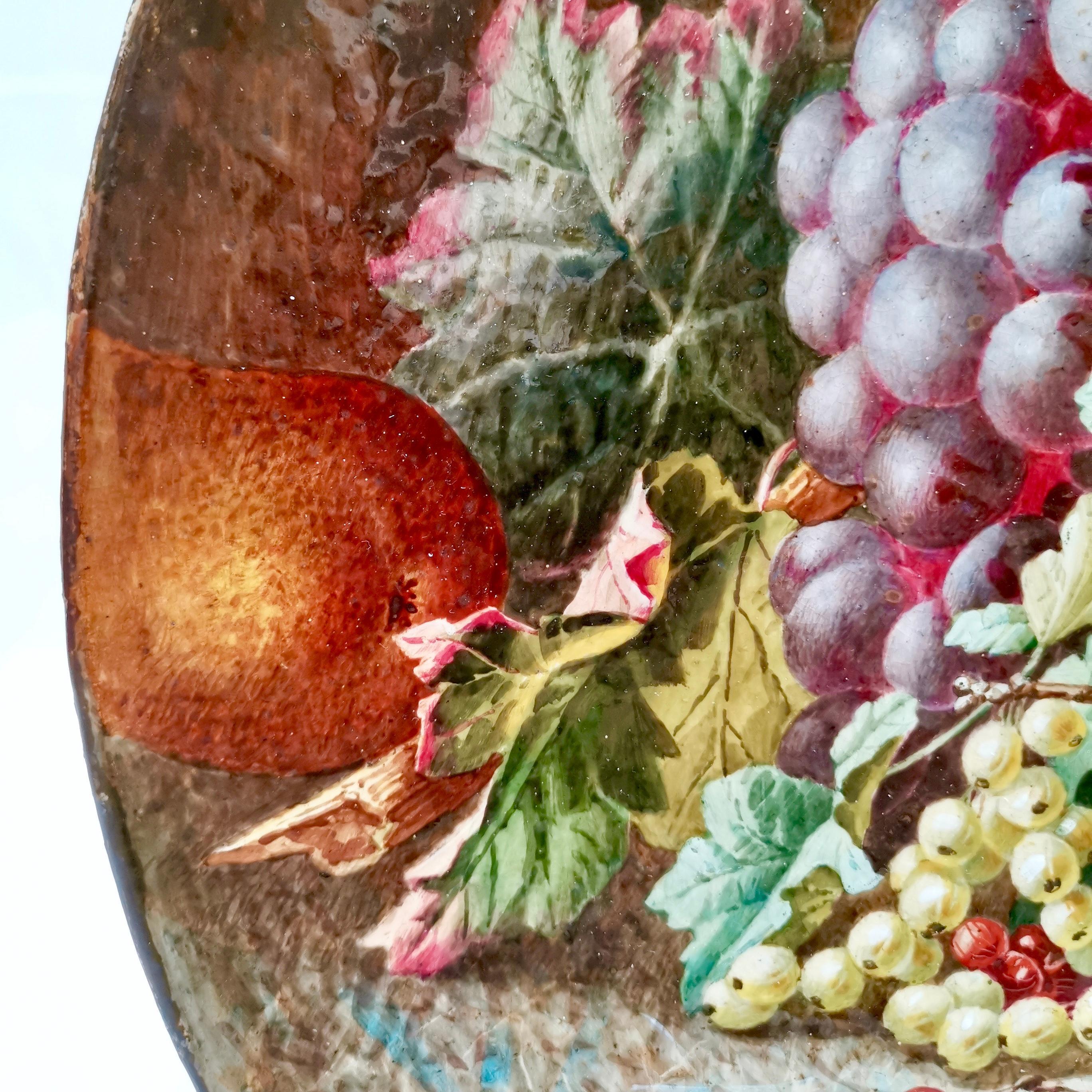 Late 19th Century Large Copeland Pottery Charger, Fruits Signed by C F Hürten, Victorian 1890
