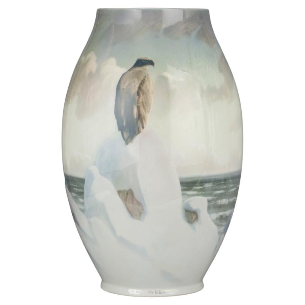 Large Copenhagen Sea Eagle Vase, circa 1920 For Sale