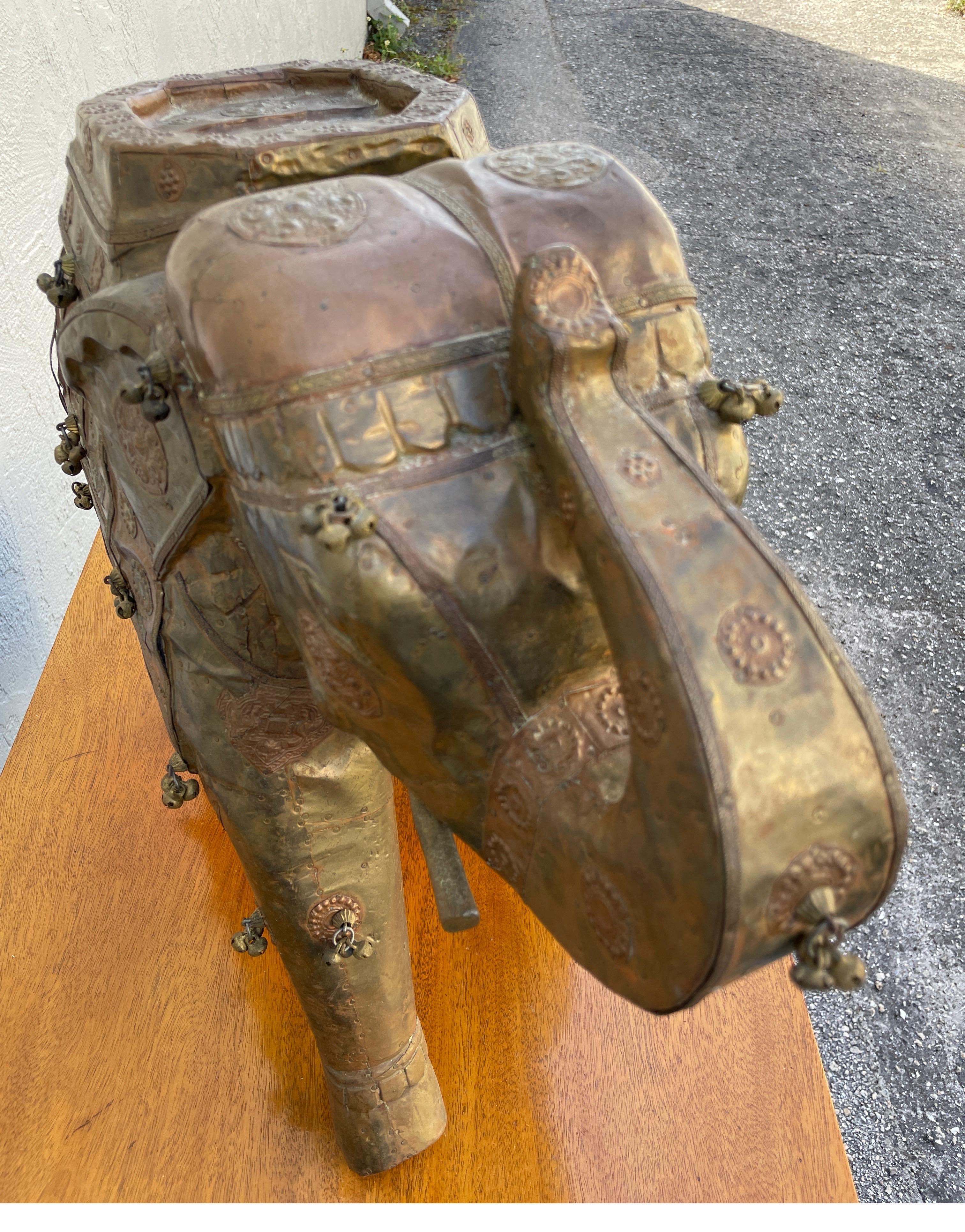 Large Copper and Brass Decorative Elephant Sculpture For Sale 1