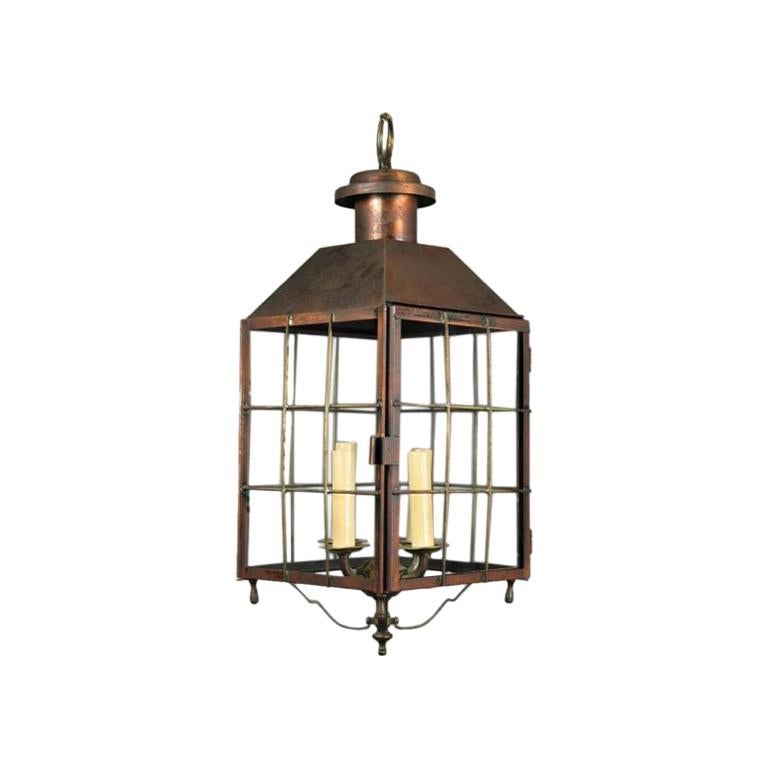 Arts and Craft Large Artisan Made   Copper and Brass Lantern For Sale