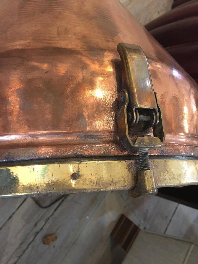 Large Copper and Brass Nautical Ship's Pendant Lights, 1970s In Good Condition For Sale In Nantucket, MA