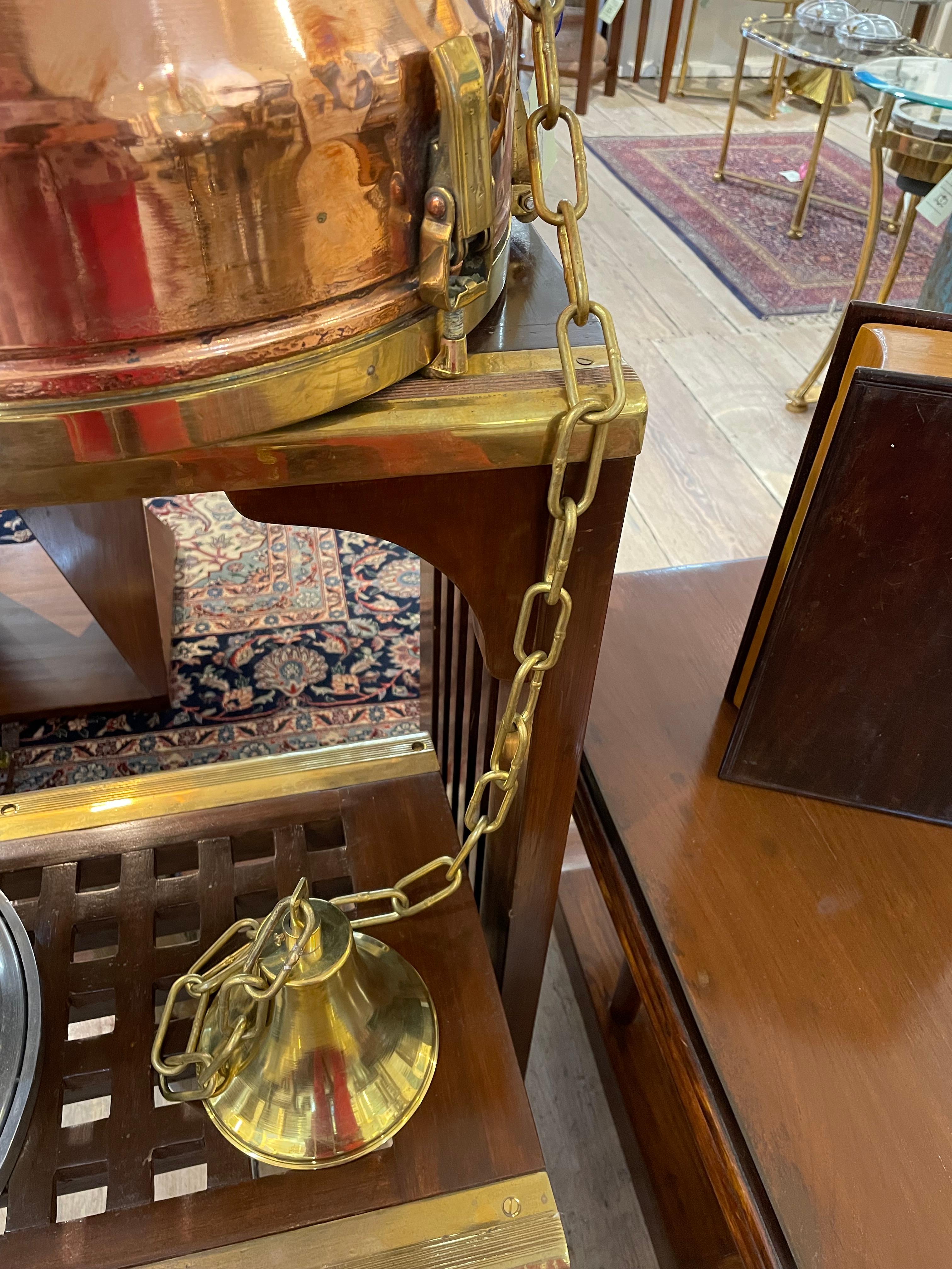 Large Copper and Brass Nautical Ship's Pendant Lights, 1970s 2