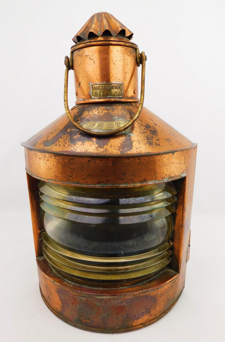 Large Copper and Brass Ship's Port Lantern Light by Meteorite