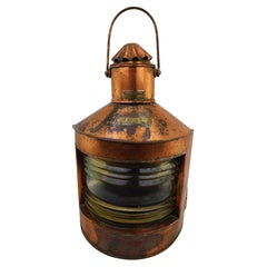 Antique Large Copper and Brass Ship's Port Lantern Light by Meteorite Birmingham England