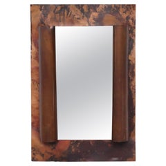 Grand miroir d'art en cuivre avec bord arqué par Wout Wessemius
