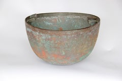 Large Copper Bowl Sieve with Handles and Beautiful Oxidation