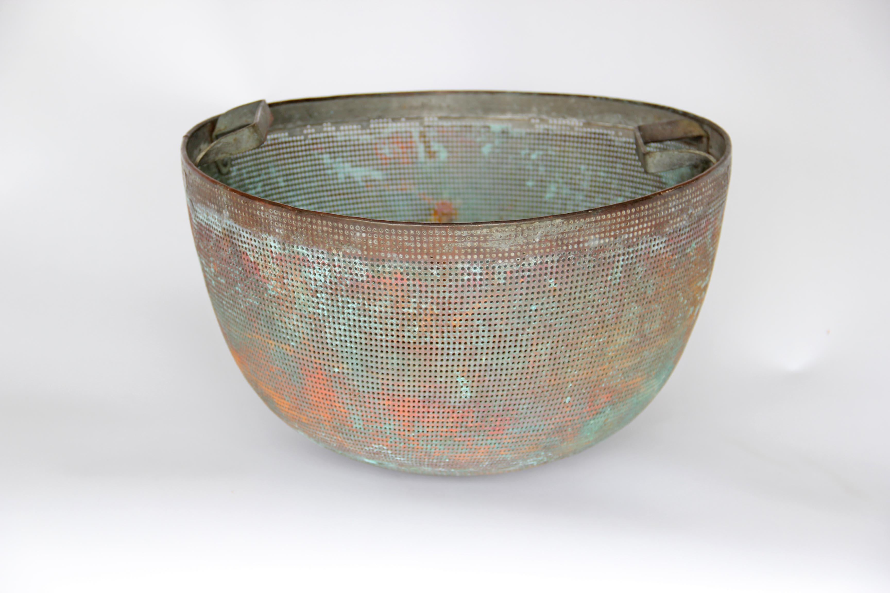 large copper bowl with handles