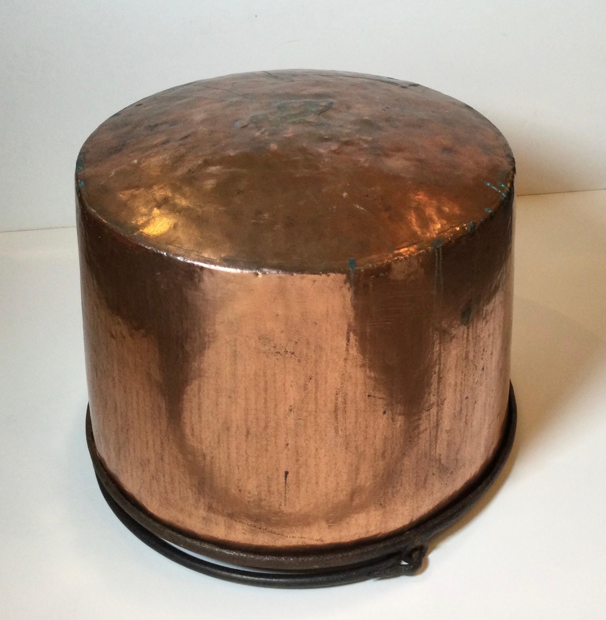 Large Copper Caldron Pot, Circa 1890's 1