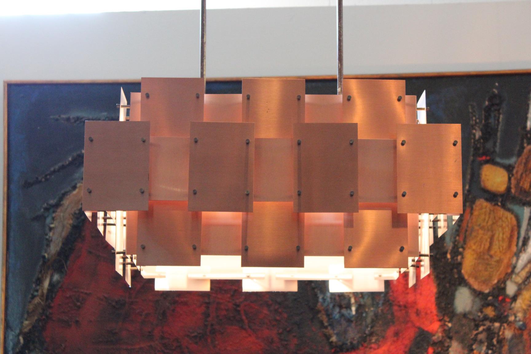 Large Copper Chandelier by Robert Sonneman In Good Condition In Dallas, TX