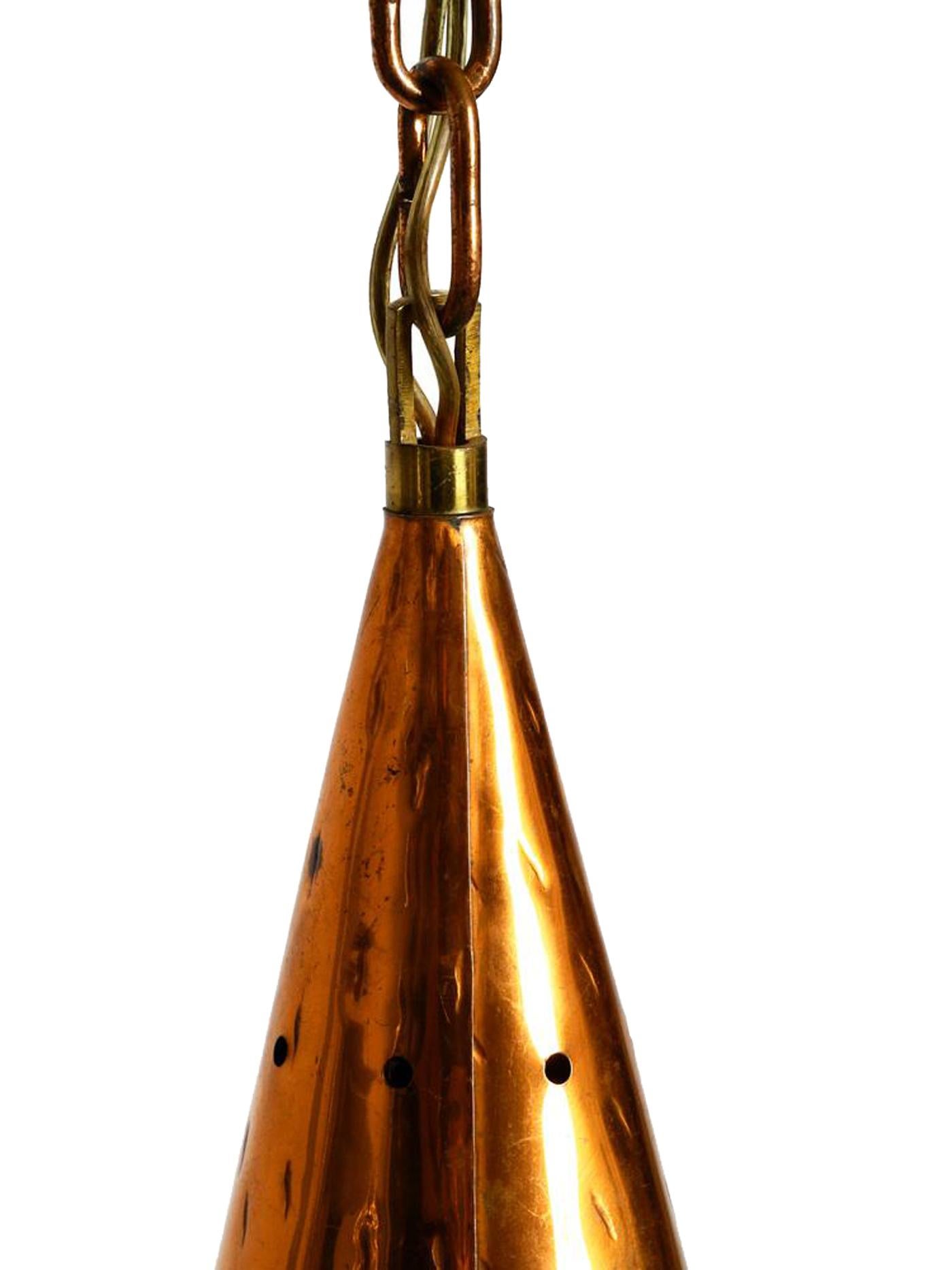 Danish Large Copper Cone Pendant Lamp from Th Valentiner Copenhagen, Denmark, 1960s For Sale