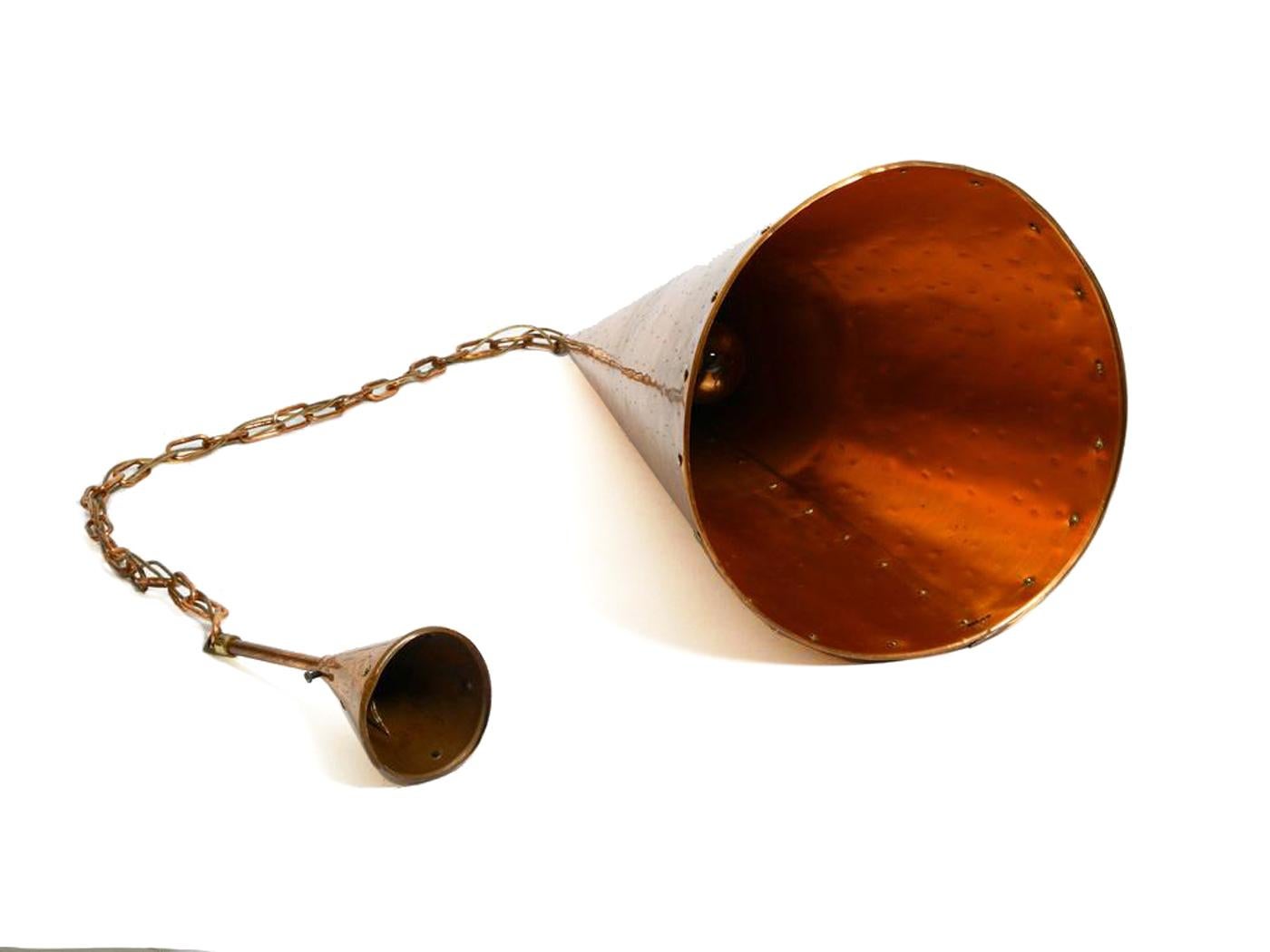 Hand-Crafted Large Copper Cone Pendant Lamp from Th Valentiner Copenhagen, Denmark, 1960s For Sale