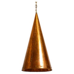 Large Copper Cone Pendant Lamp from Th Valentiner Copenhagen, Denmark, 1960s