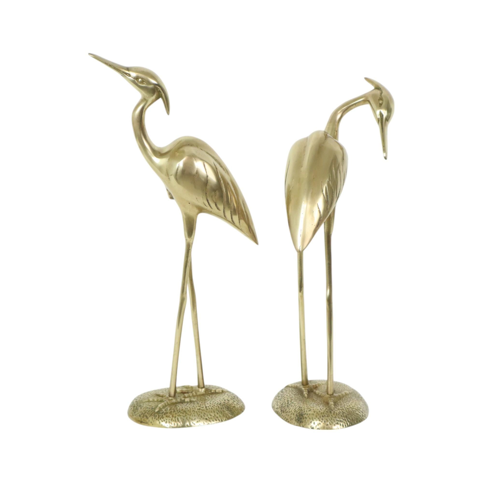 Grande sculpture de hérons en cuivre vintage 36 cm en vente 3