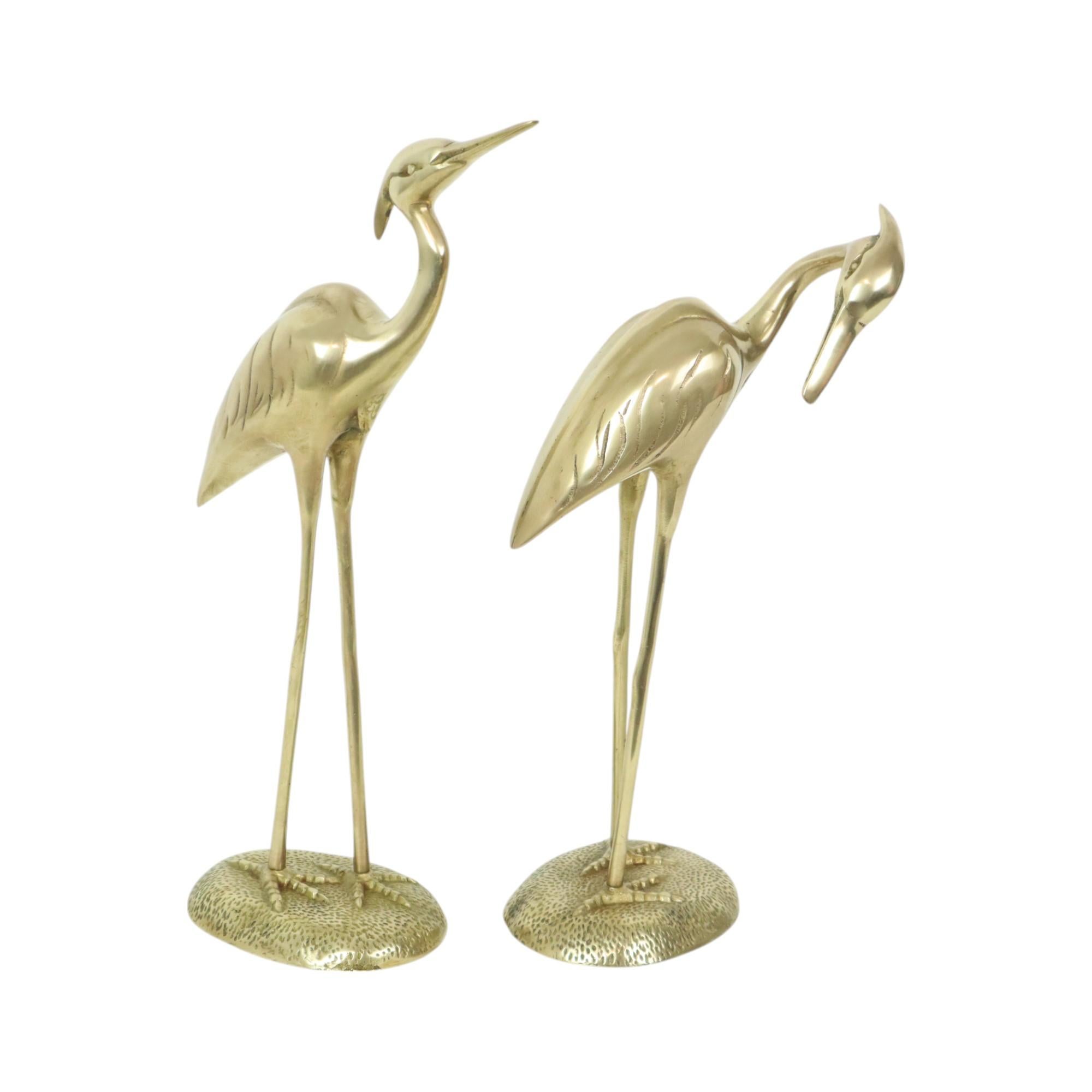 Fin du 20e siècle Grande sculpture de hérons en cuivre vintage 36 cm en vente