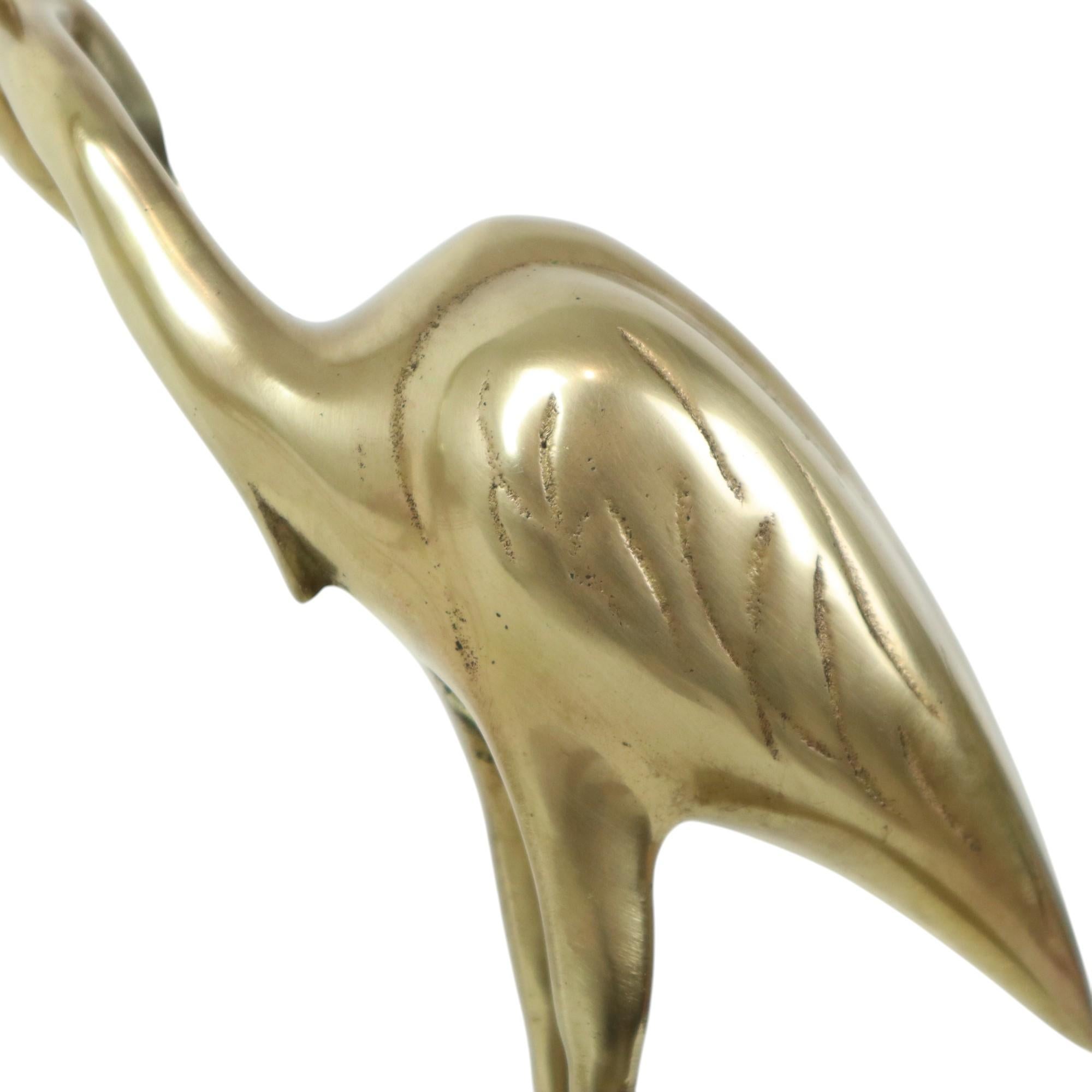 Grande scultura in rame Cranes Herons Sculpture Brass Vintage 36cm in vendita 2