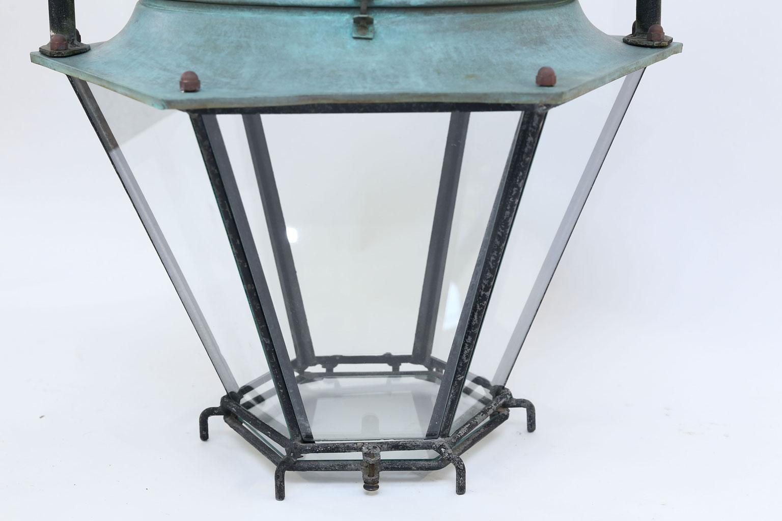 Large Copper French Lantern In Good Condition In Houston, TX