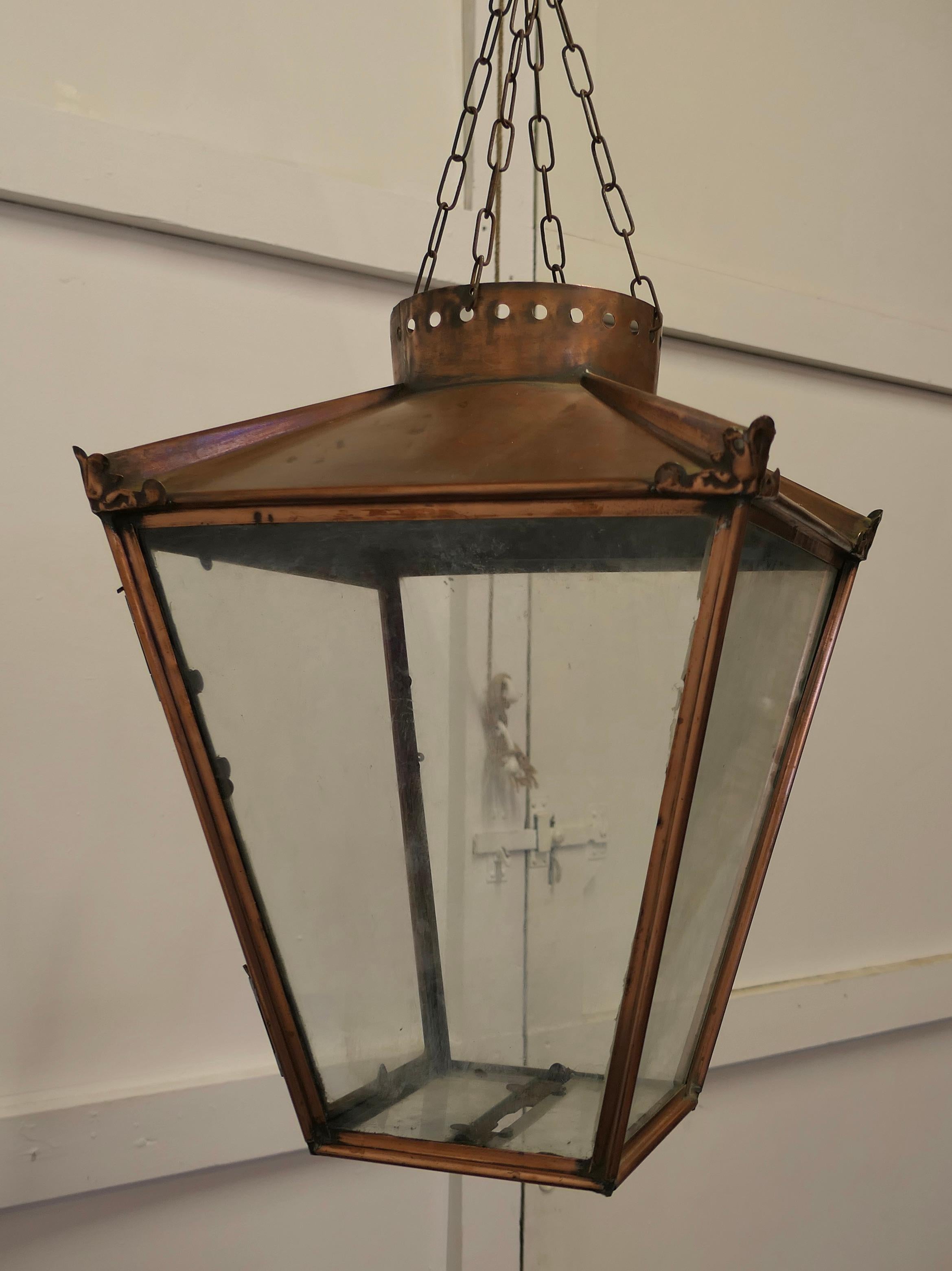 Art Deco Large Copper Hanging Lantern Lampshade