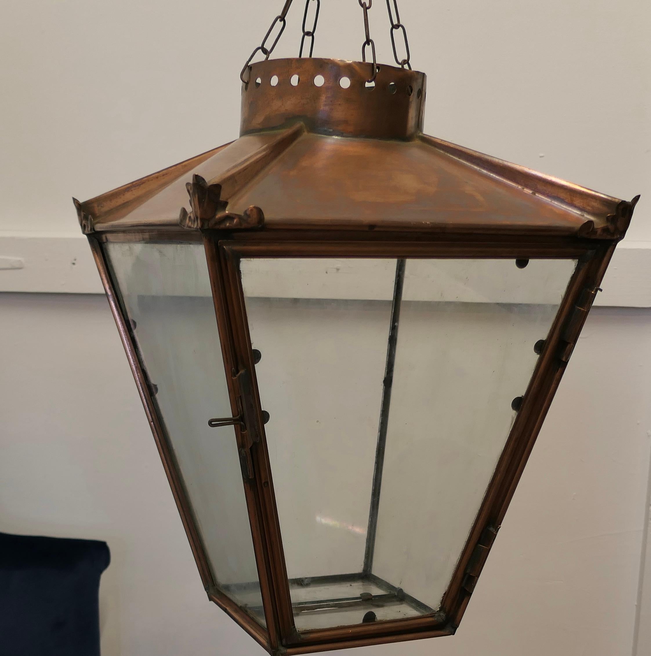 Large Copper Hanging Lantern Lampshade In Good Condition For Sale In Chillerton, Isle of Wight