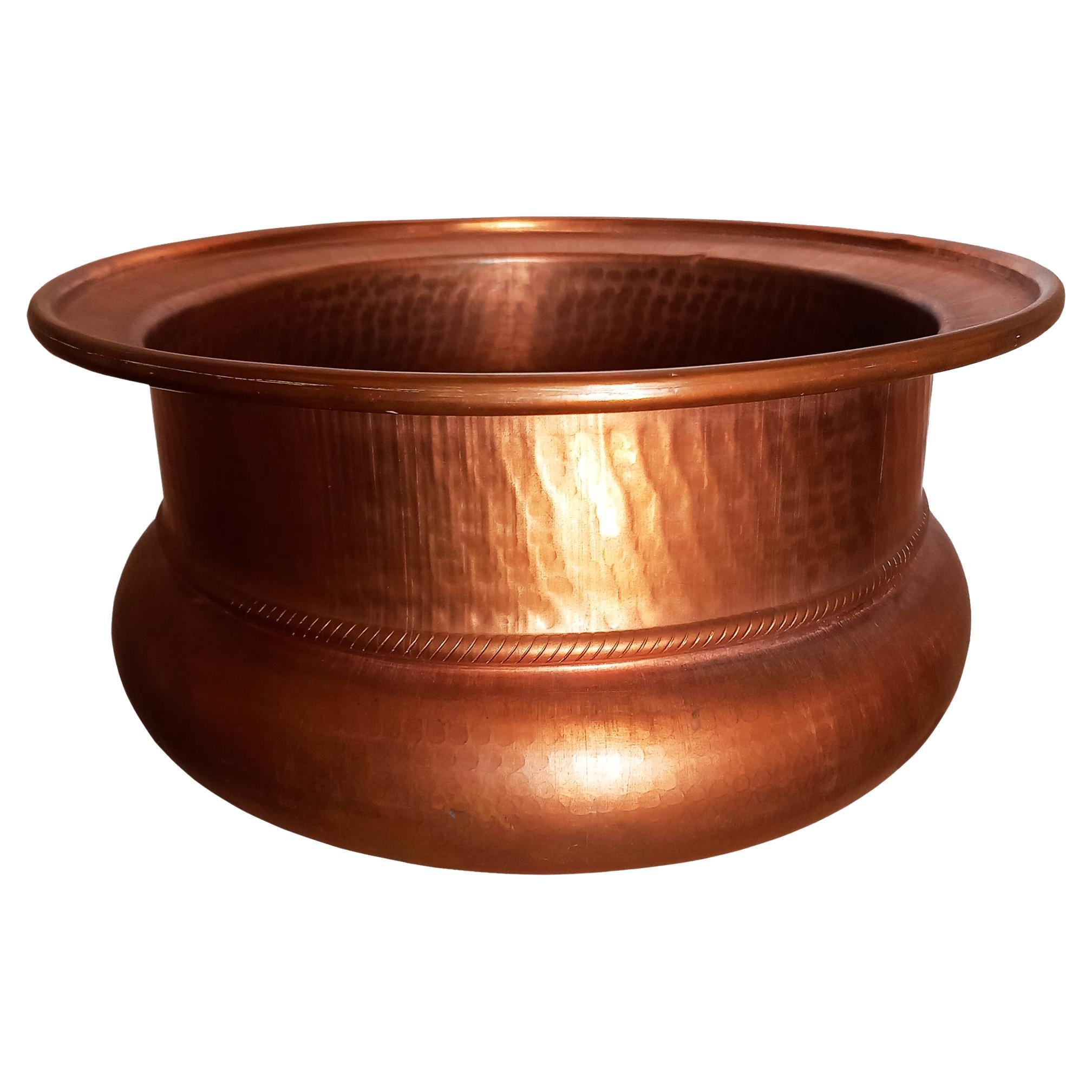 Large Copper Jardiniere Planter or Wine Coolers Italian Classic Hammered, 1950s