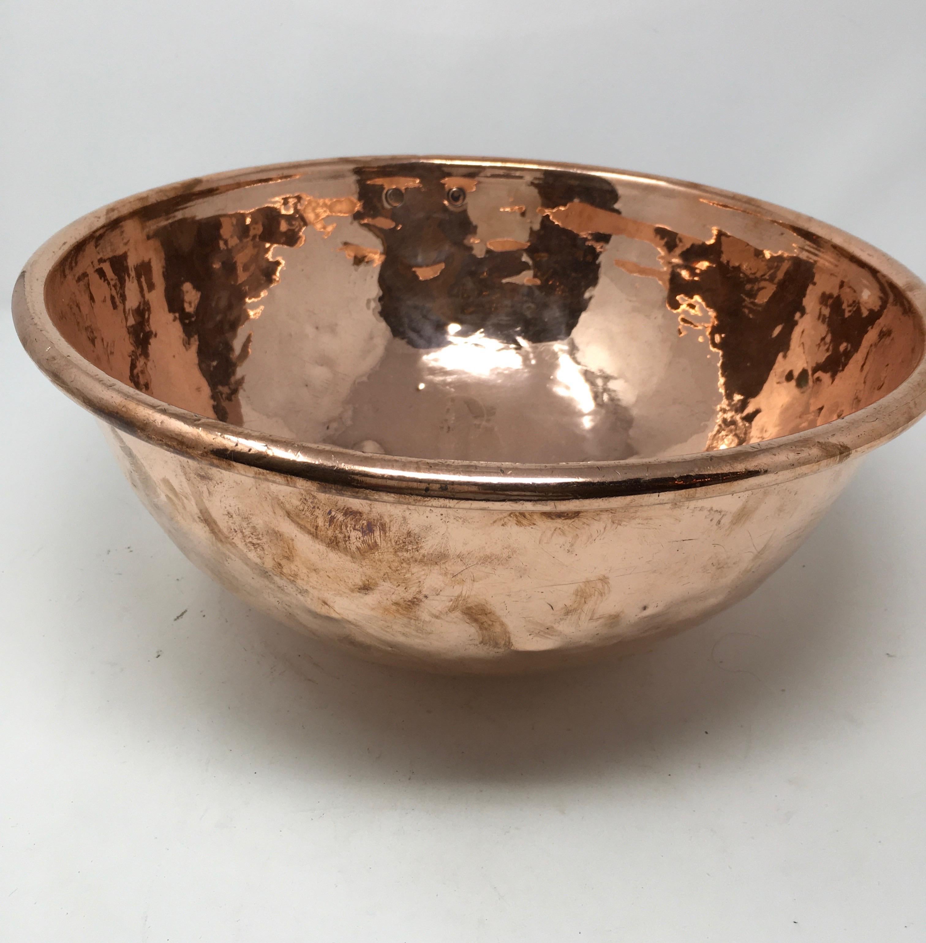 English Large Copper Mixing Bowl