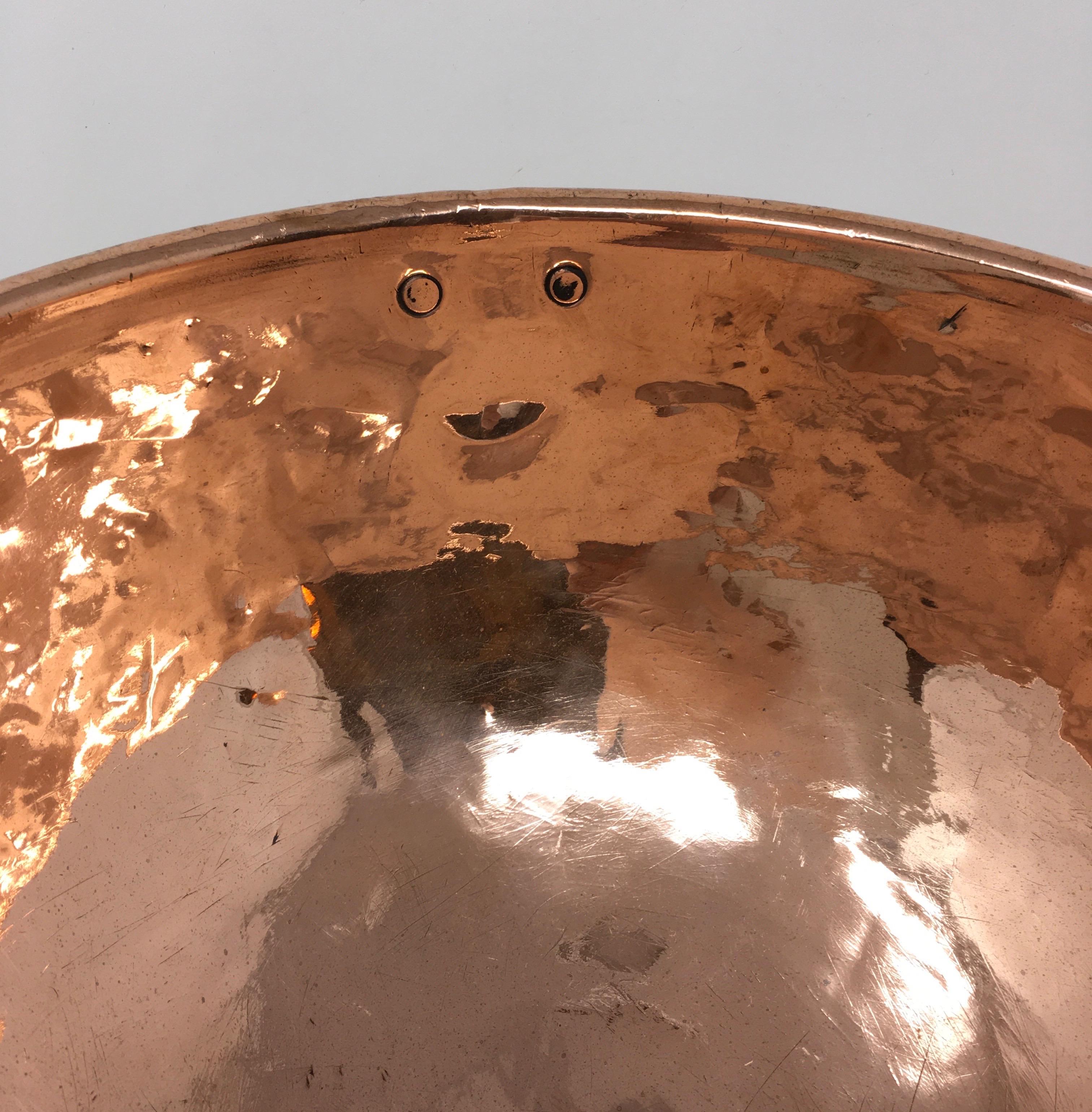 Large Copper Mixing Bowl In Good Condition In Houston, TX