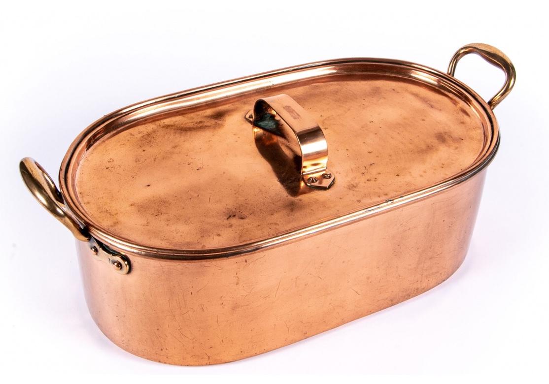 Rustic Large Copper Oval Lidded Baker