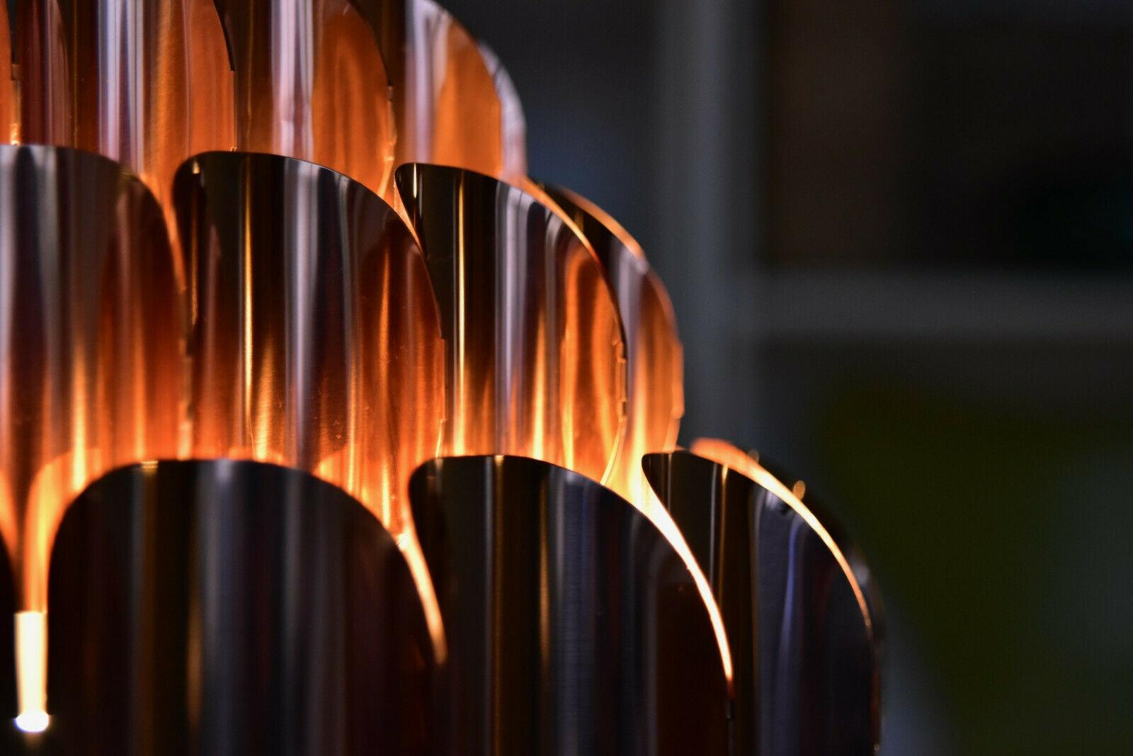 Large Copper Pendant Lamp Design by Werner Schou for Coronel Elektro Denmark 1