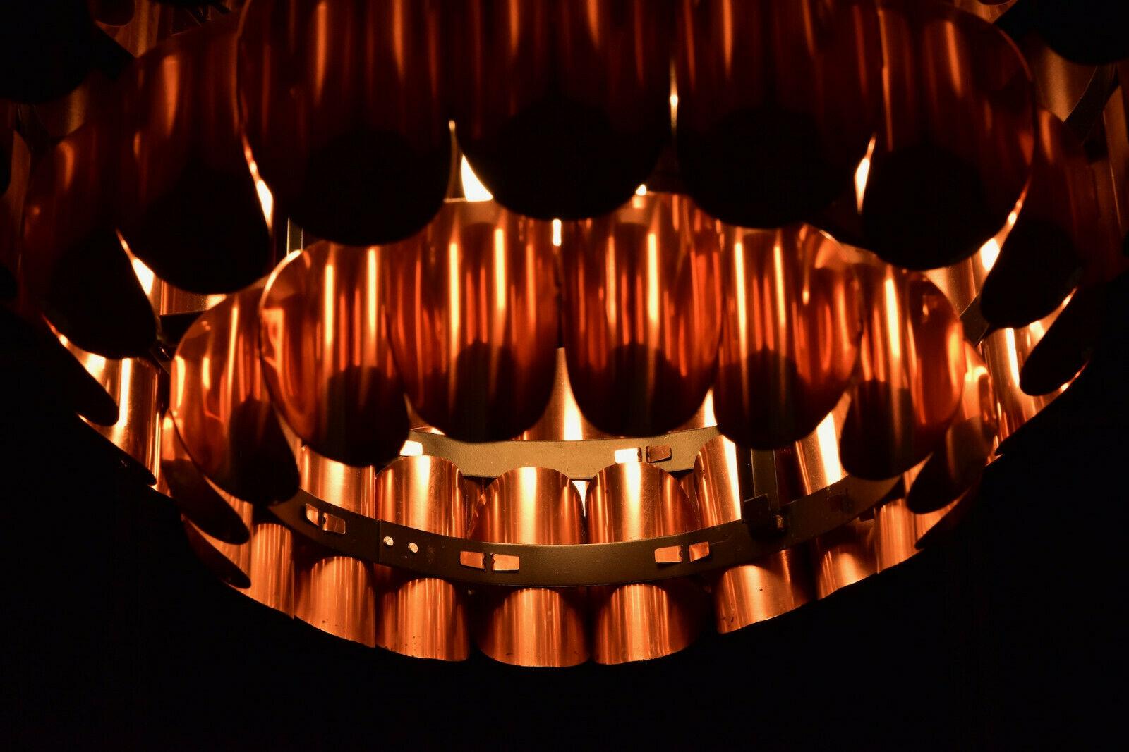 Large Copper Pendant Lamp Design by Werner Schou for Coronel Elektro Denmark 2