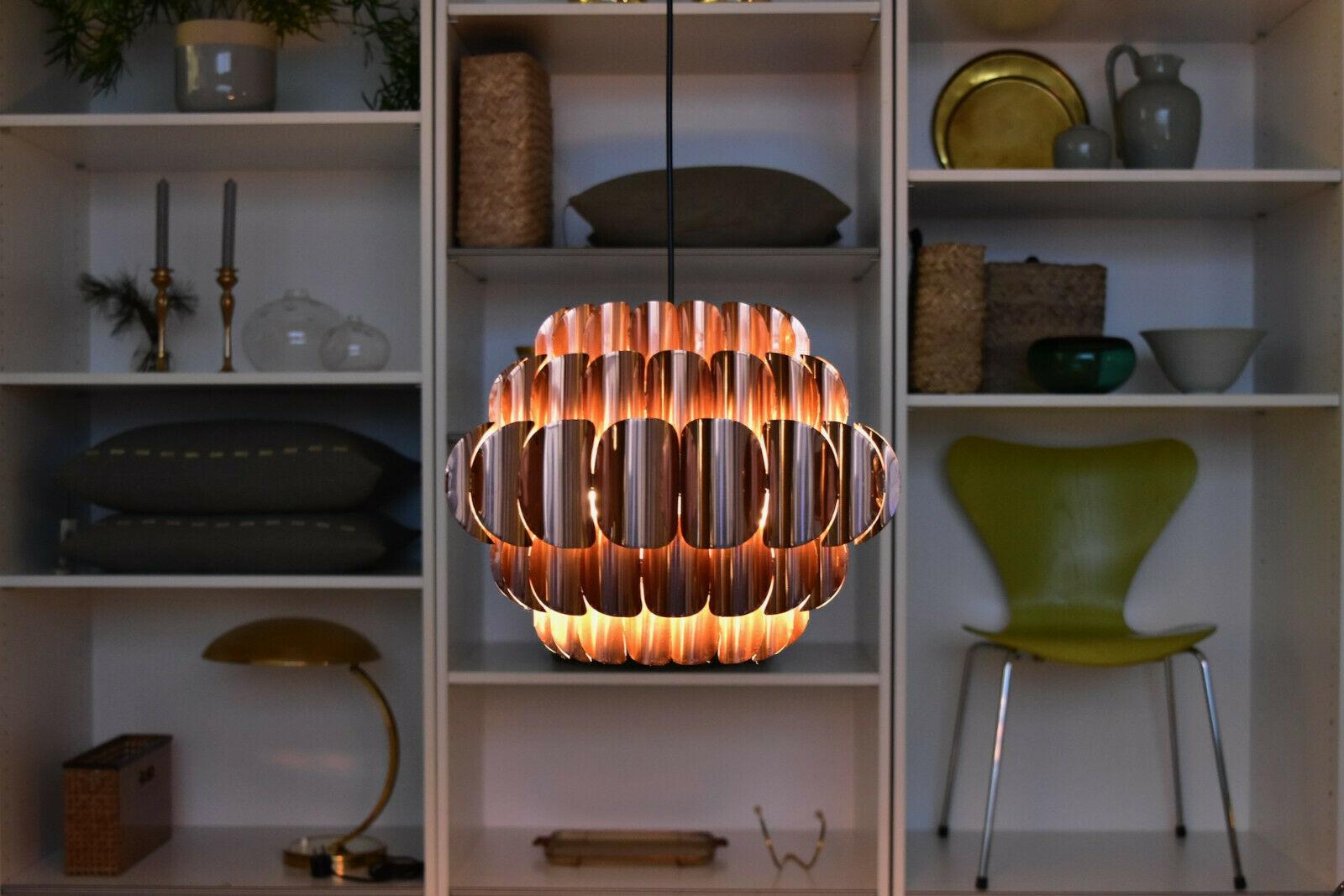 Large Copper Pendant Lamp Design by Werner Schou for Coronel Elektro Denmark 3