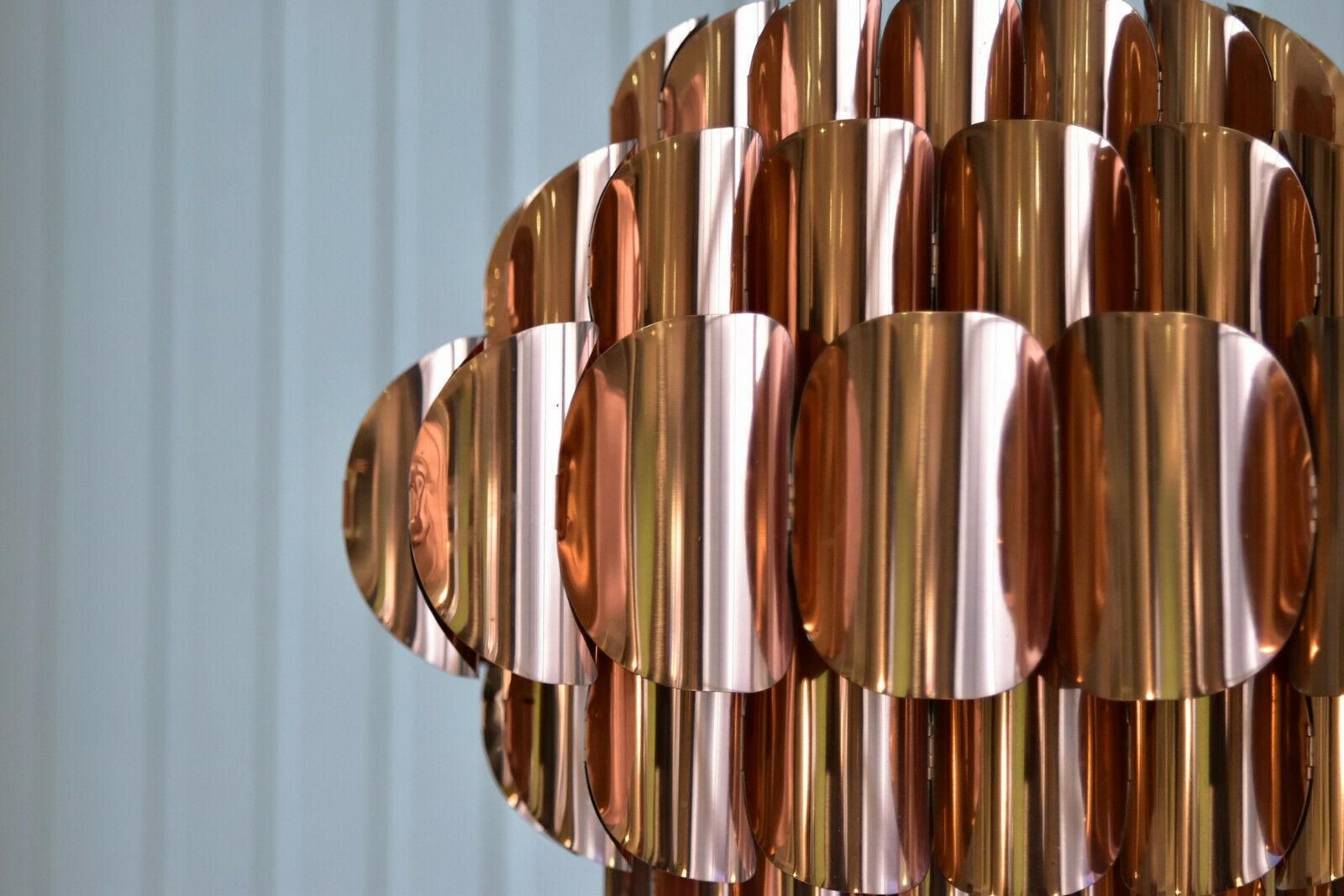 Large Copper Pendant Lamp Design by Werner Schou for Coronel Elektro  Denmark at 1stDibs
