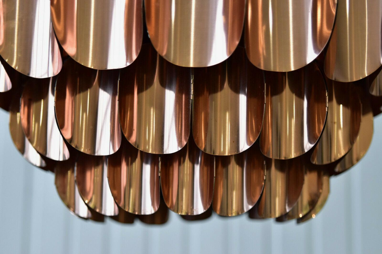 Large Copper Pendant Lamp Design by Werner Schou for Coronel Elektro Denmark In Good Condition In Krefeld, DE