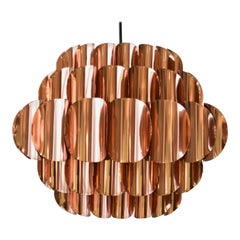 Large Copper Pendant Lamp Design by Werner Schou for Coronel Elektro Denmark