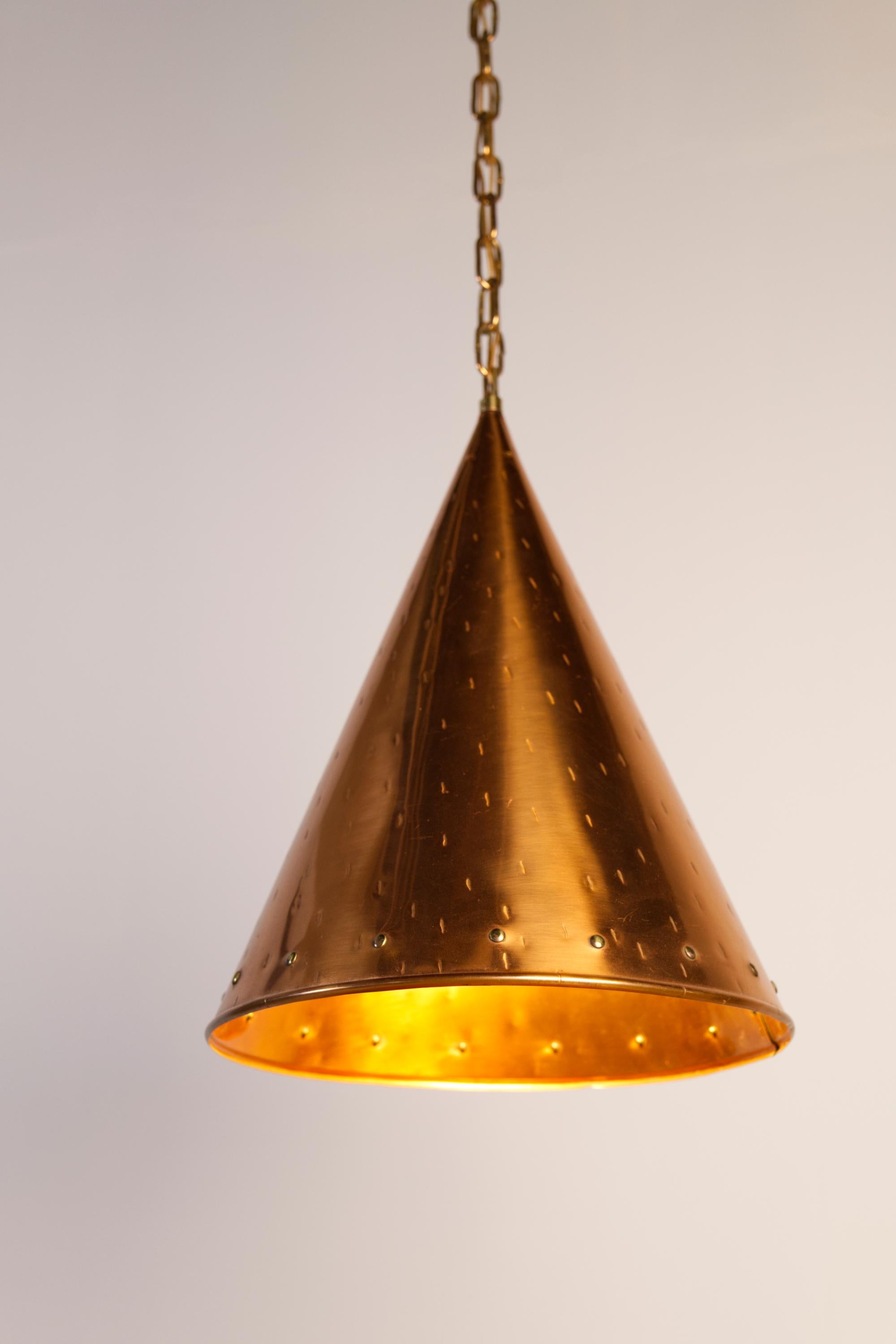 Large Copper Pendant Lamp from Th. Valentiner Copenhagen, Denmark, 1960s in vendita 2
