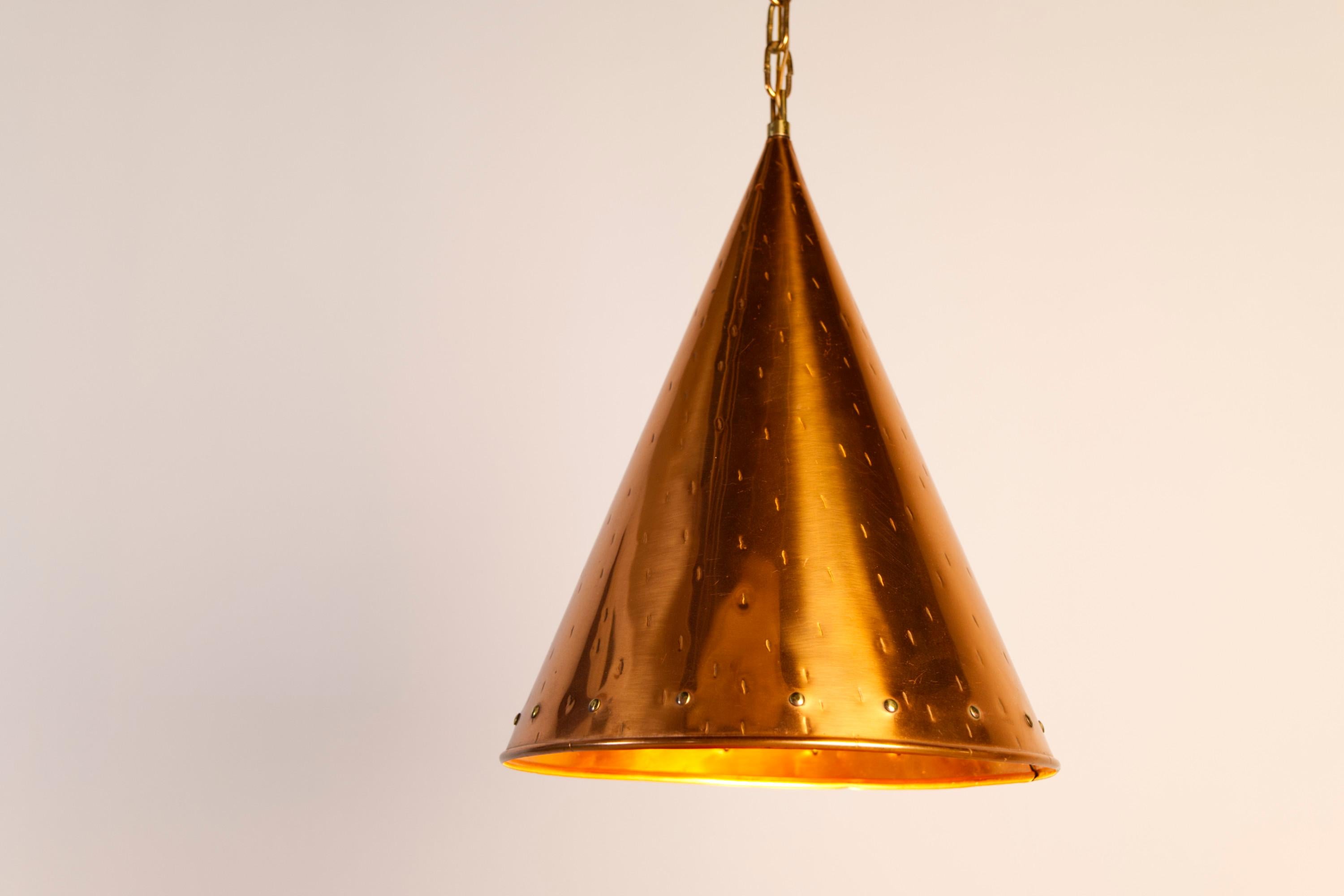 Large Copper Pendant Lamp from Th. Valentiner Copenhagen, Denmark, 1960s in vendita 3