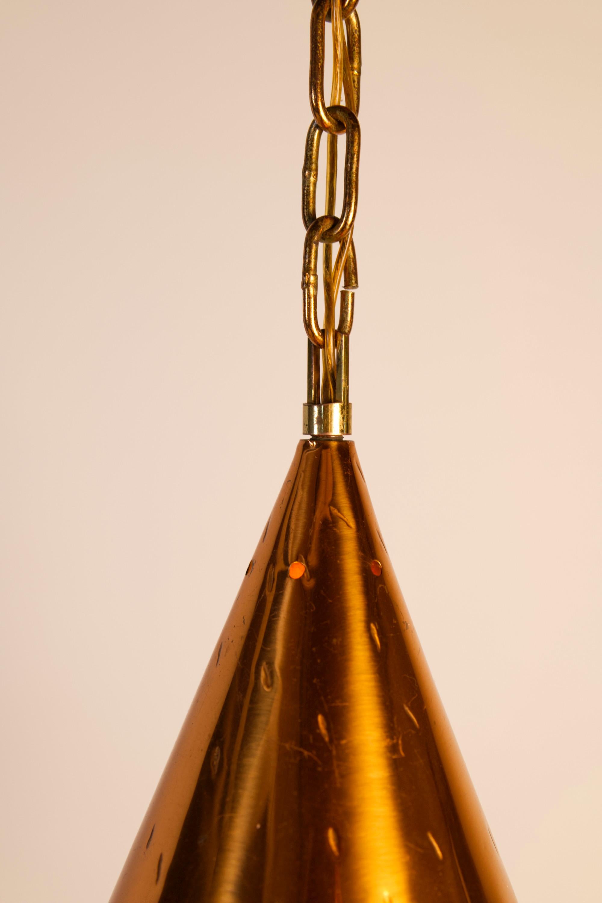 Large Copper Pendant Lamp from Th. Valentiner Copenhagen, Denmark, 1960s in vendita 5