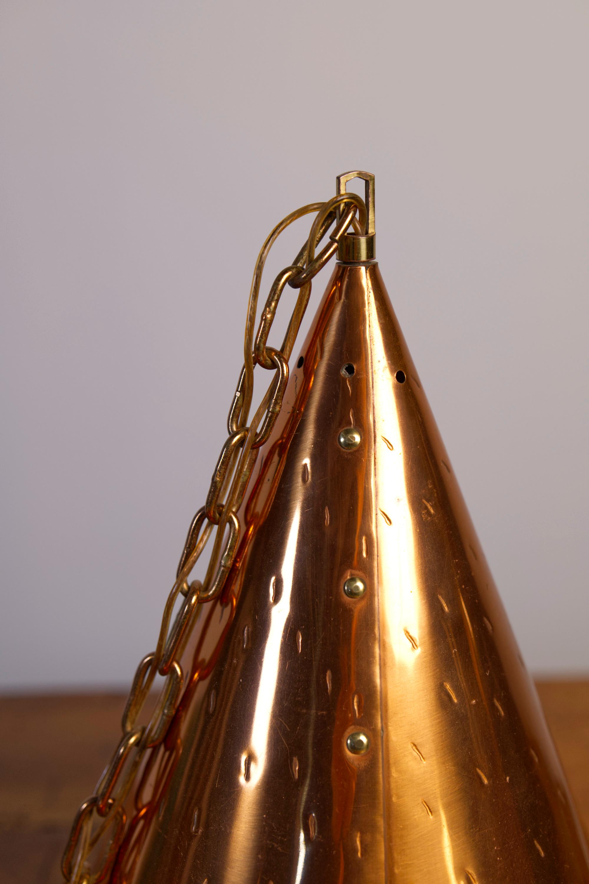 Large Copper Pendant Lamp from Th. Valentiner Copenhagen, Denmark, 1960s in vendita 11