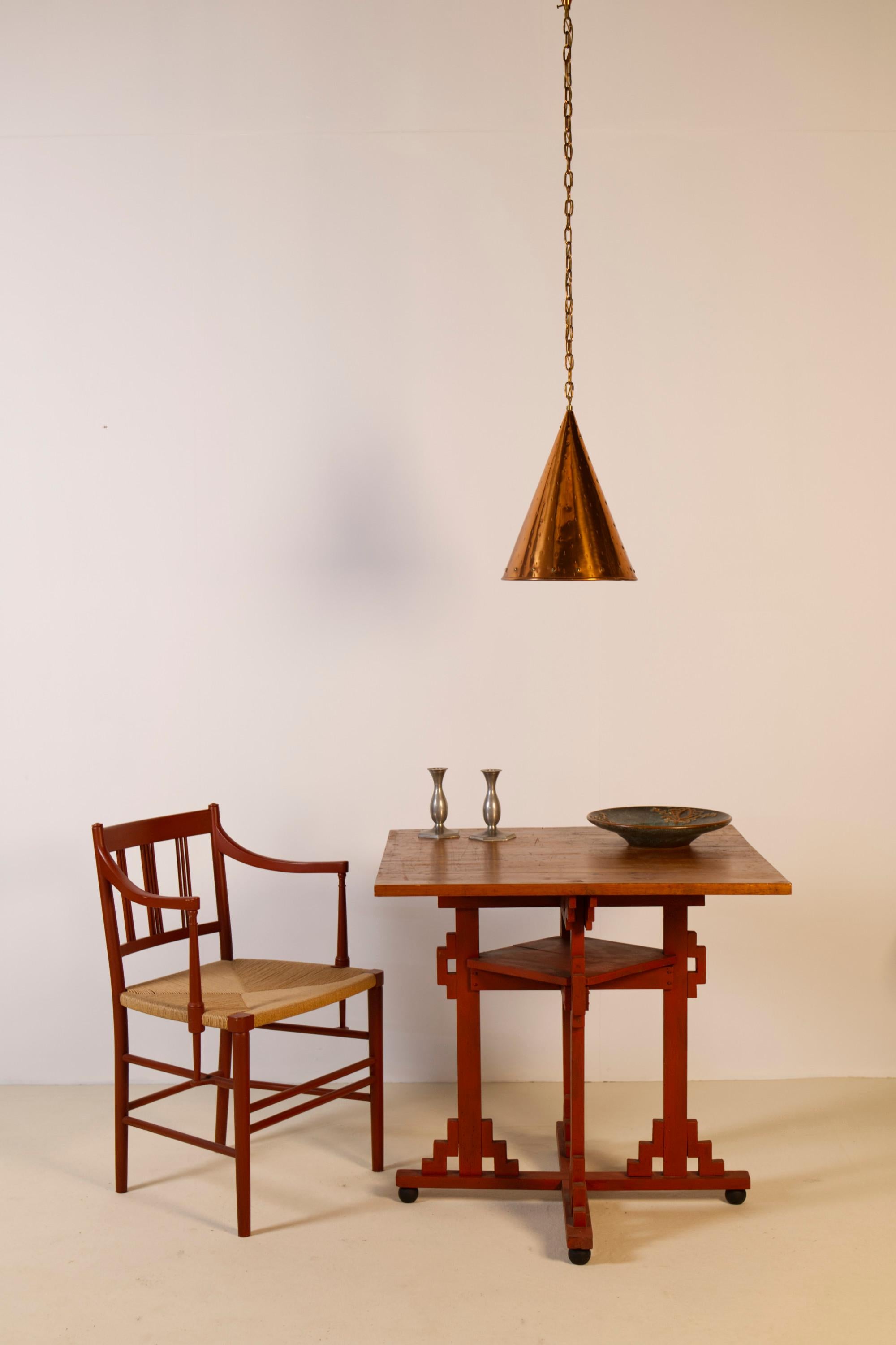 Large Copper Pendant Lamp from Th. Valentiner Copenhagen, Denmark, 1960s in vendita 12