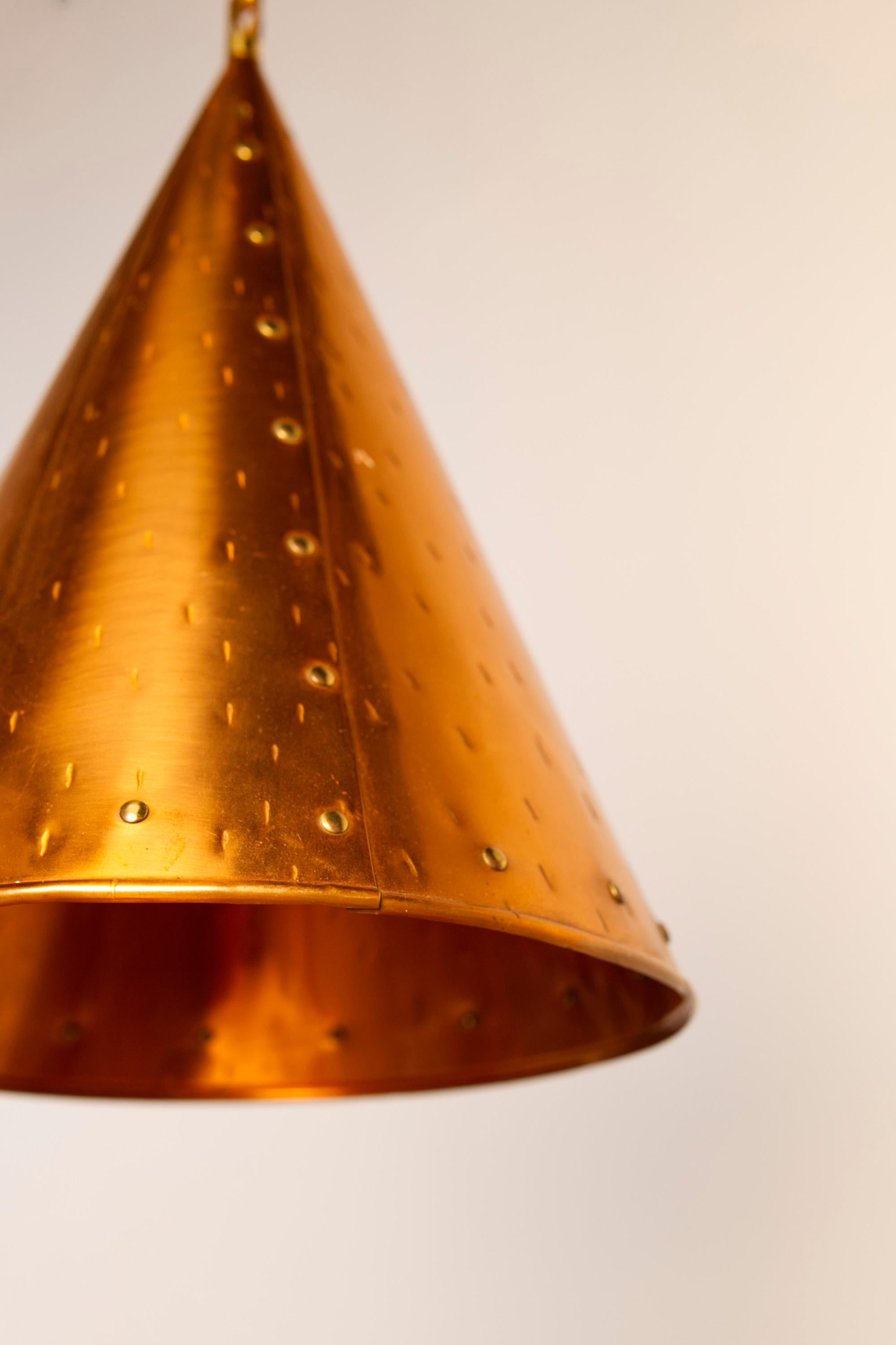 Danese Large Copper Pendant Lamp from Th. Valentiner Copenhagen, Denmark, 1960s in vendita