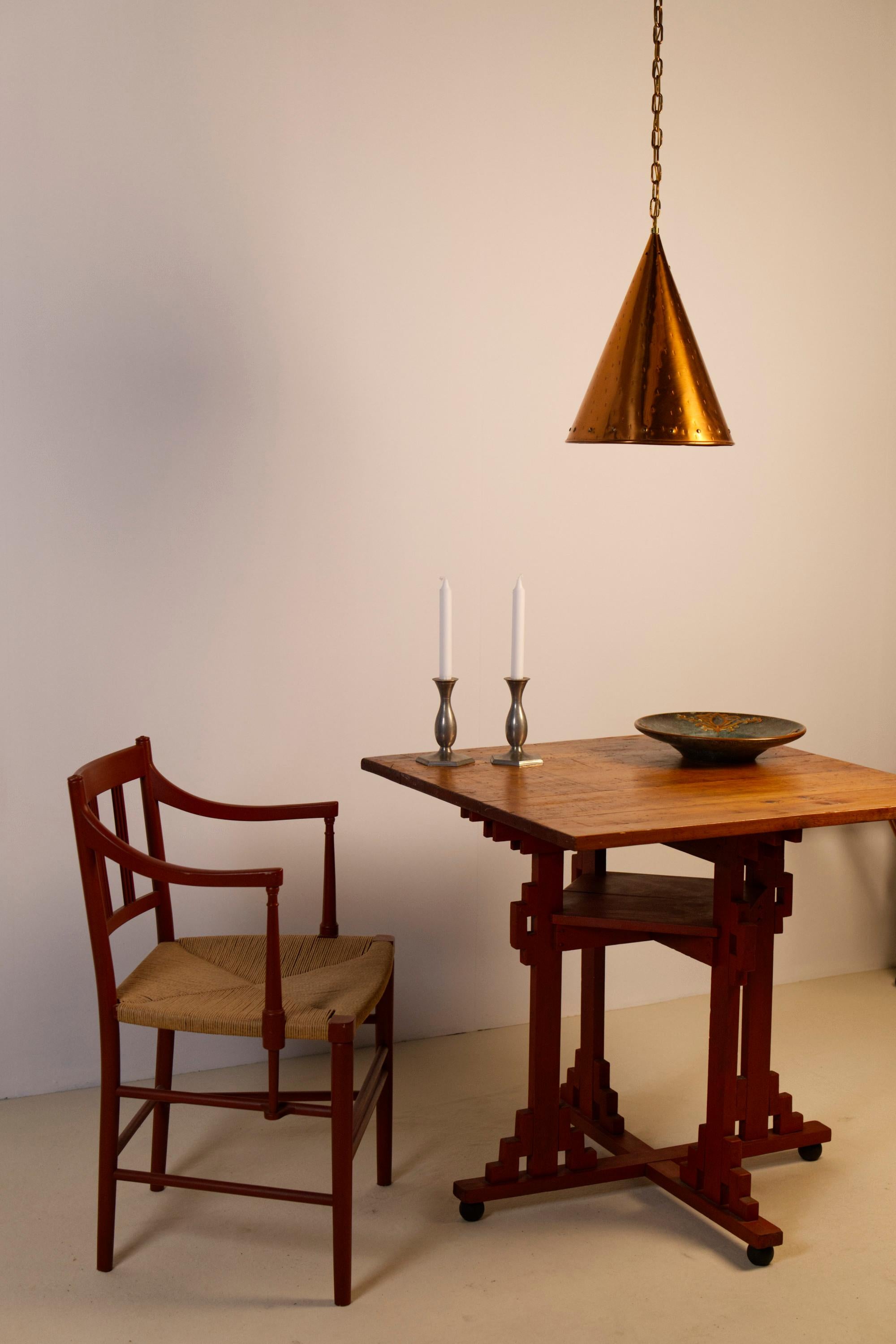 Metà XX secolo Large Copper Pendant Lamp from Th. Valentiner Copenhagen, Denmark, 1960s in vendita