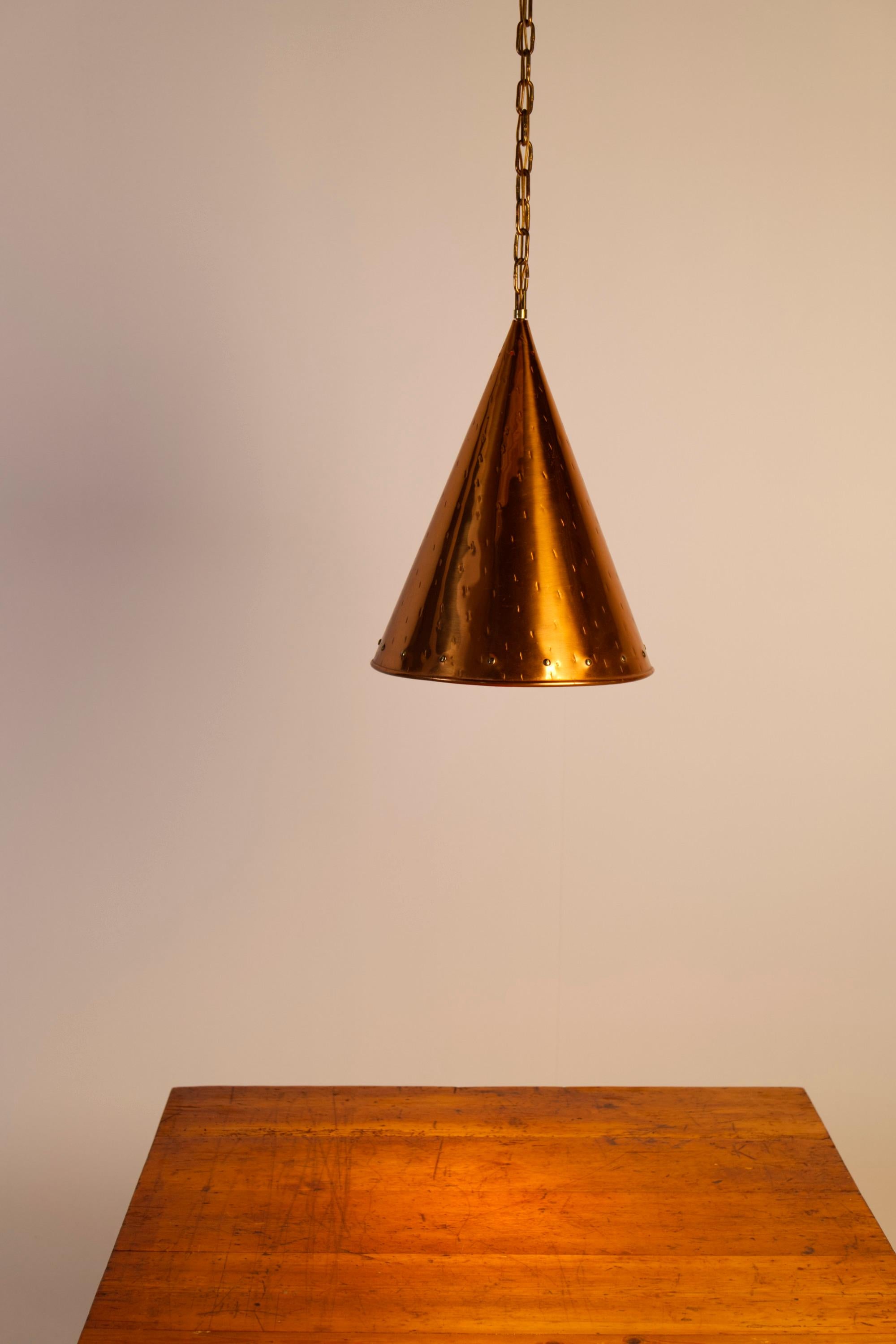 Large Copper Pendant Lamp from Th. Valentiner Copenhagen, Denmark, 1960s in vendita 1
