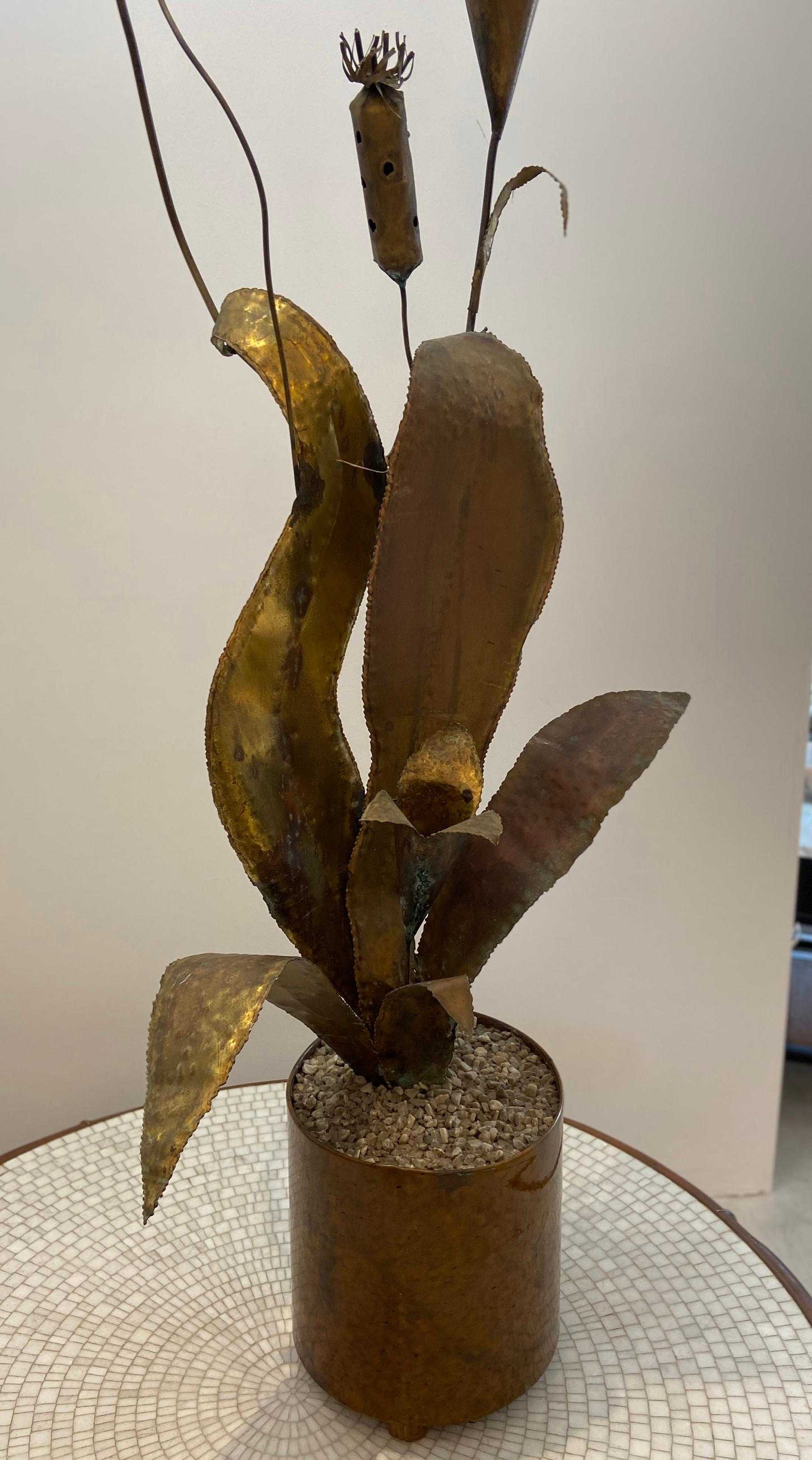 Large Copper Plant Sculpture in the Style of Jere In Good Condition In West Palm Beach, FL