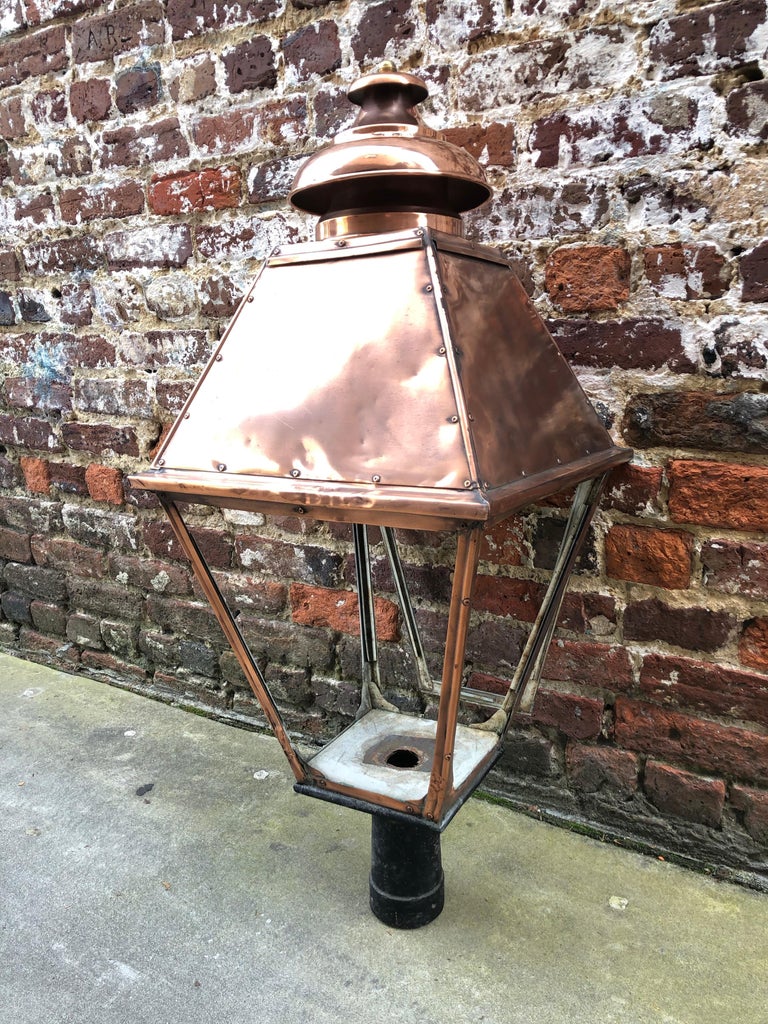 Large Copper Post Lantern Which Can Be Modified to Hang at 1stDibs